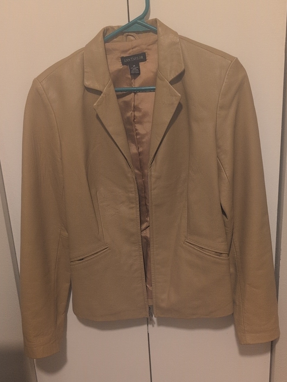 Tan Soft Leather Jacket By Ann Taylor